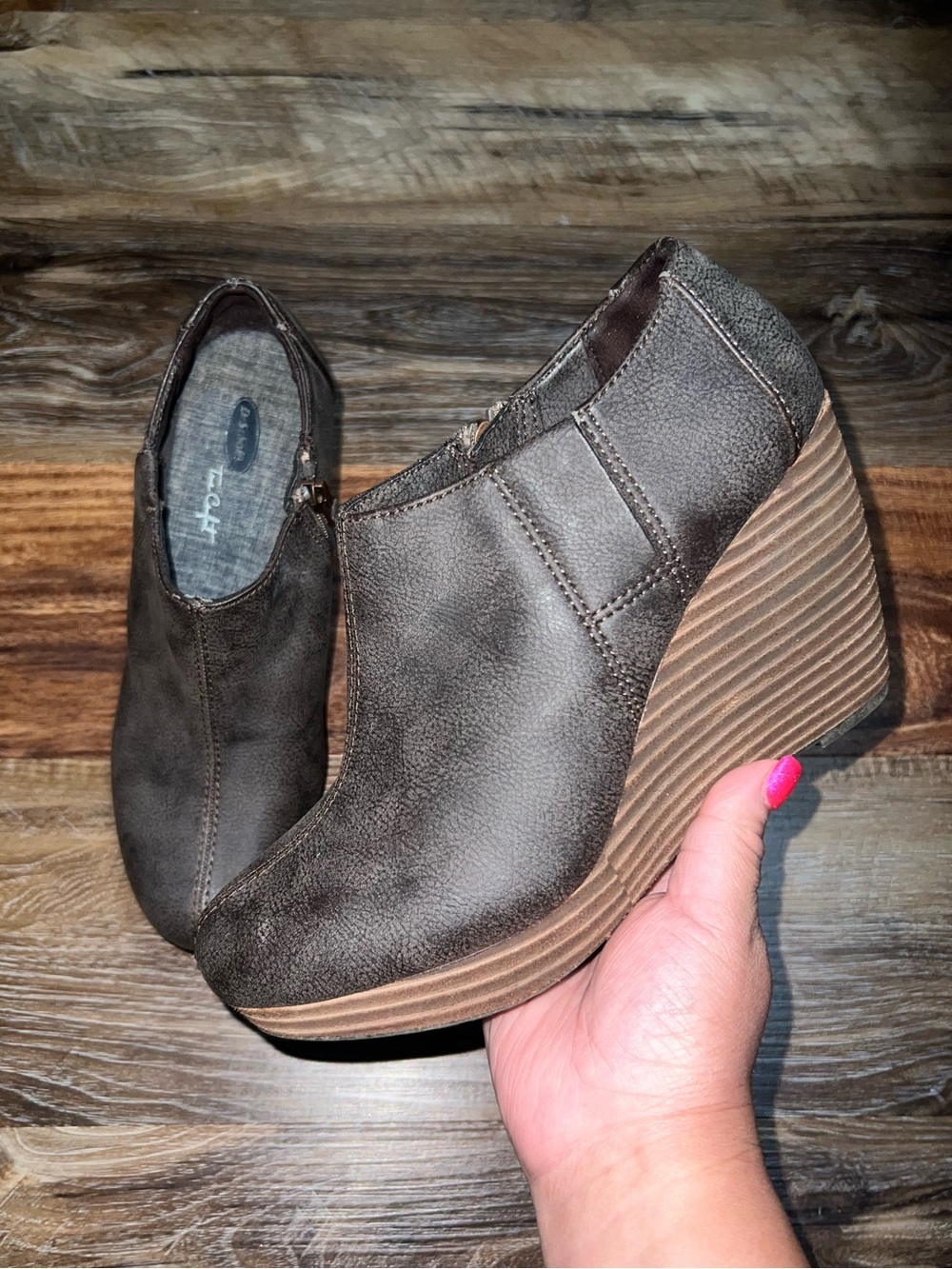 Dr. Scholl’s True Comfort Harlie Wedge Ankle Booties - Brown, Size 8